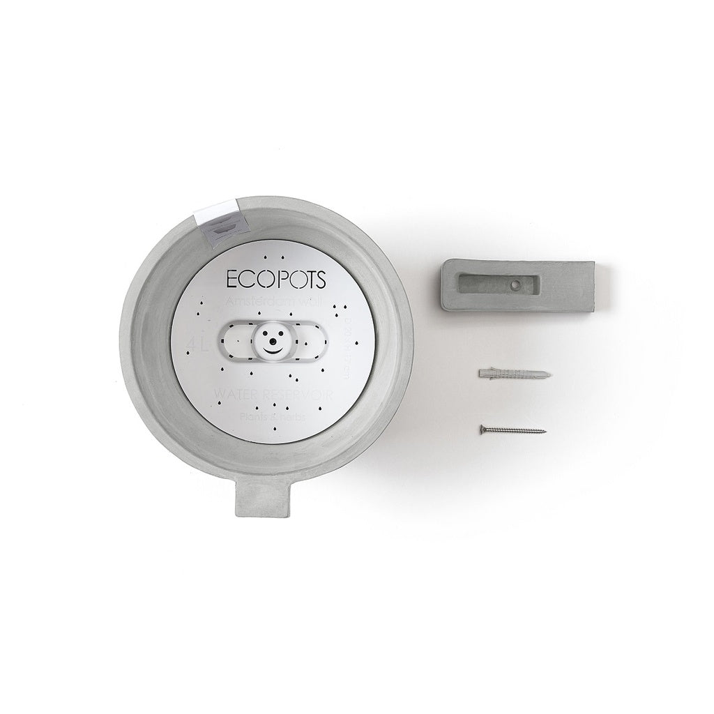 Ecopots product with screws on a white background and base