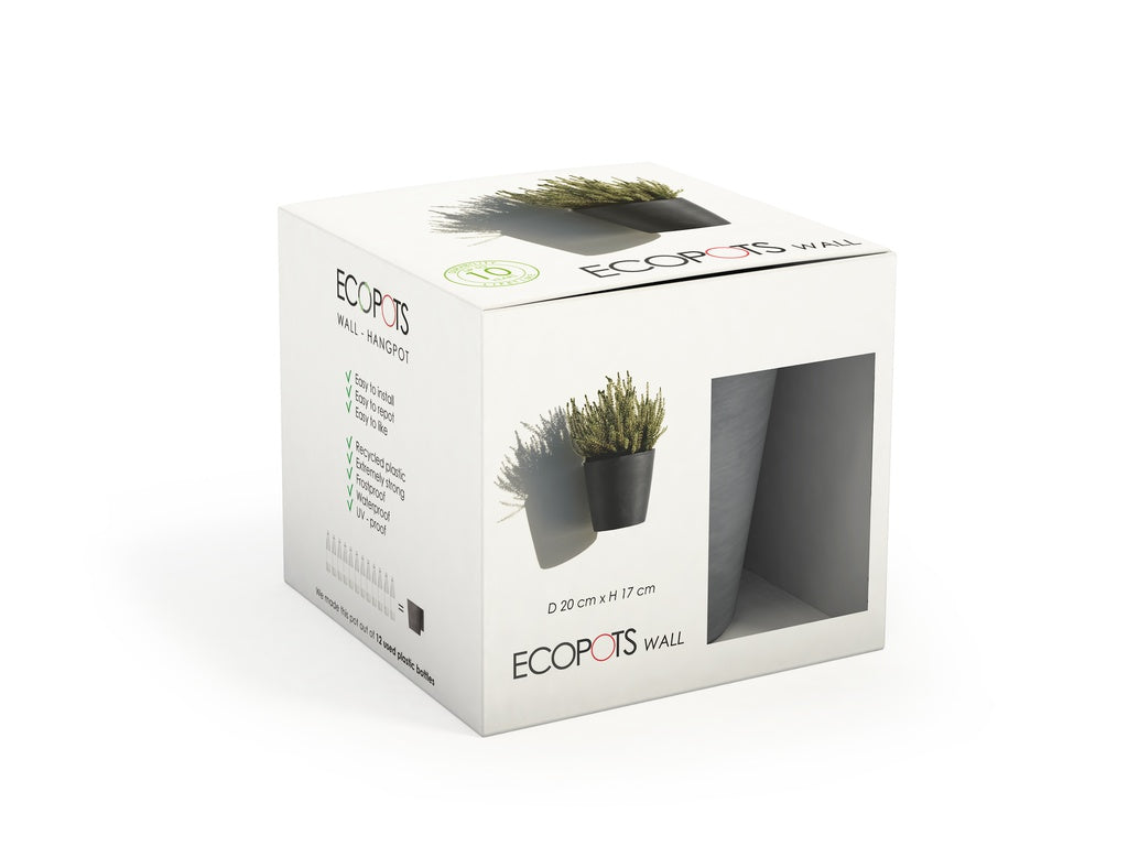 Ecopots wall planters packaging on a white background