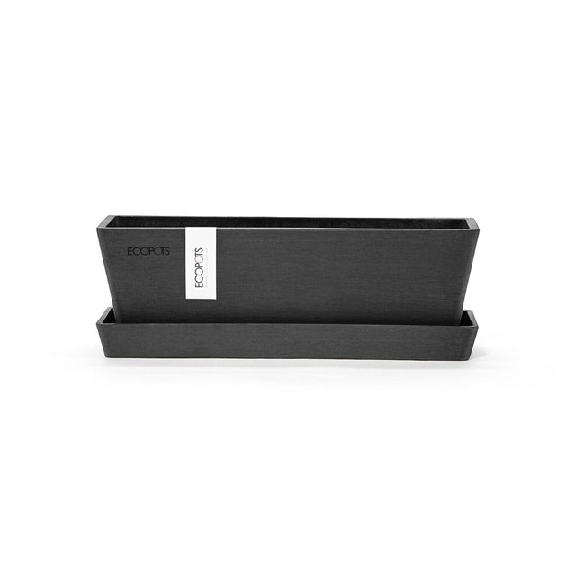 EcoPots Bruges 25 Planter and Tray Set - Dark Grey