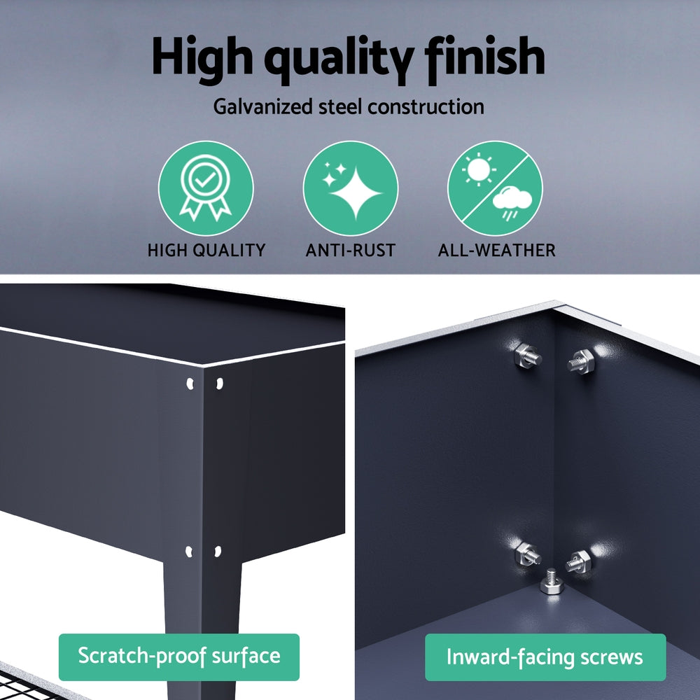 Green Fingers Elevated Garden Bed Planter Box with Wheels -100X40X80cm