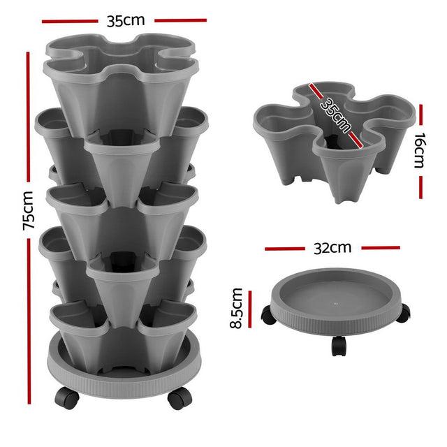 Green Fingers 5-Tier Vertical Planter – Grey