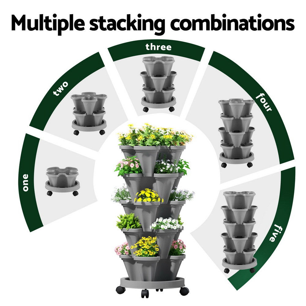 Green Fingers 5-Tier Vertical Planter – Grey