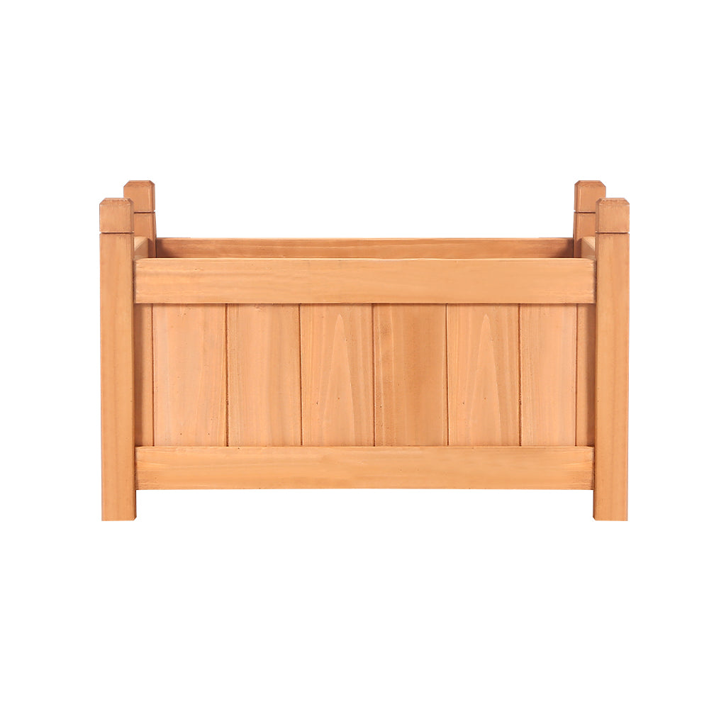 wooden raised planter box front
