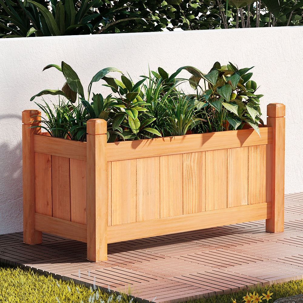Wooden raised planter box for balcony