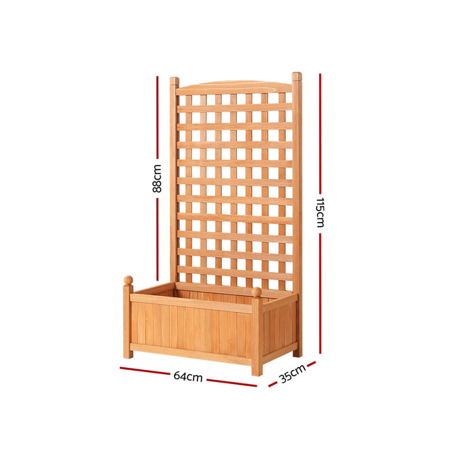 Green Fingers Raised Garden Bed Wooden 64x35x115cm Planter with Trellis