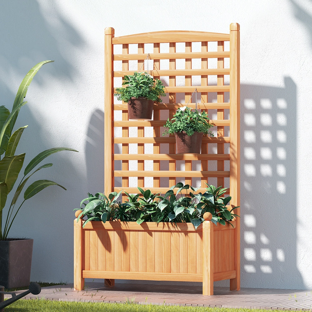 Green Fingers Raised Garden Bed Wooden 64x35x115cm Planter with Trellis