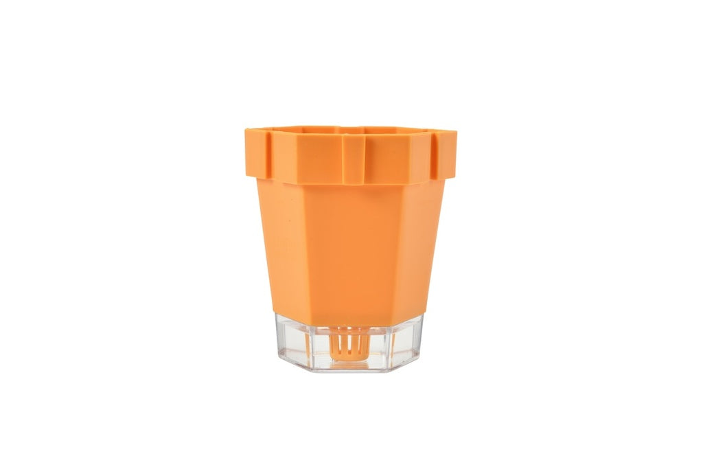 orange pot with clear base on white background