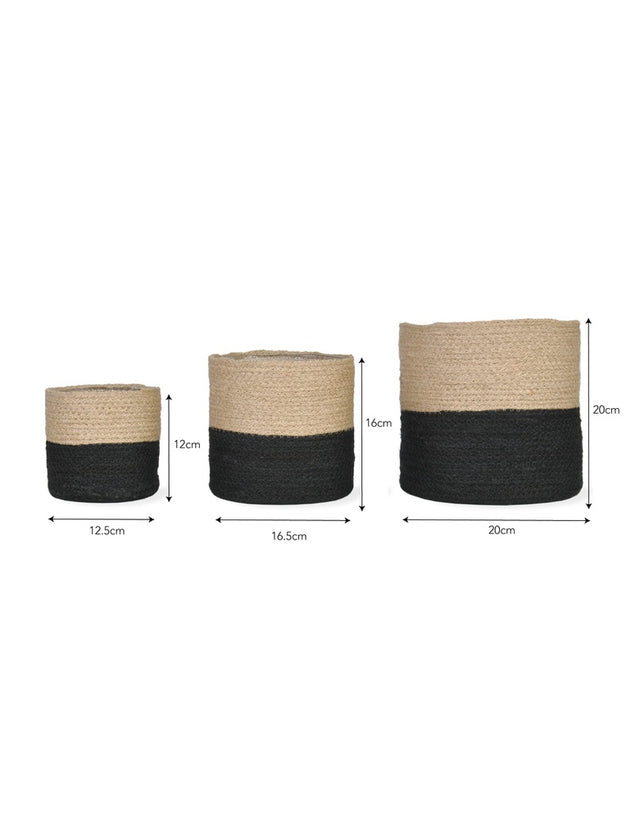 Garden Trading Set of 3 Jute Pots - Handcrafted Indoor Planters with Waterproof Liners