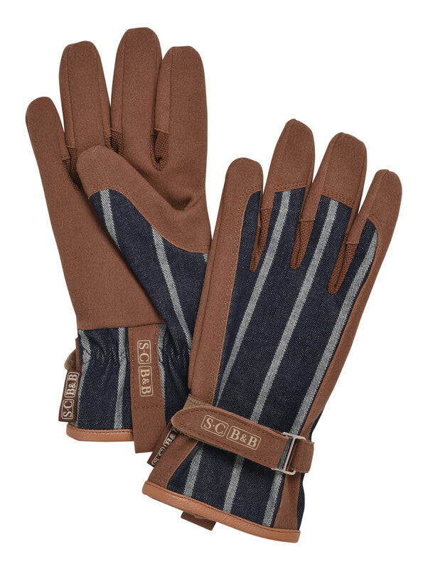 Sophie Conran Striped Everyday Gardening Glove - Navy Blue and Tan