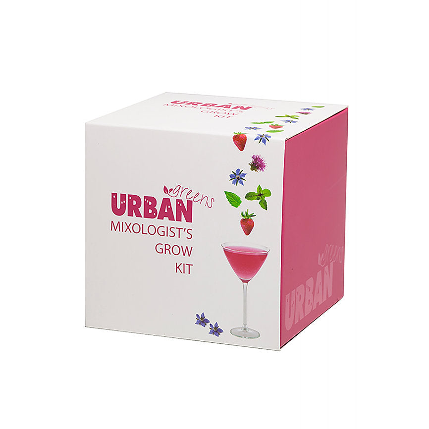 Box for Urban Mixologist's Grow Kit with a cocktail illustration on a white background