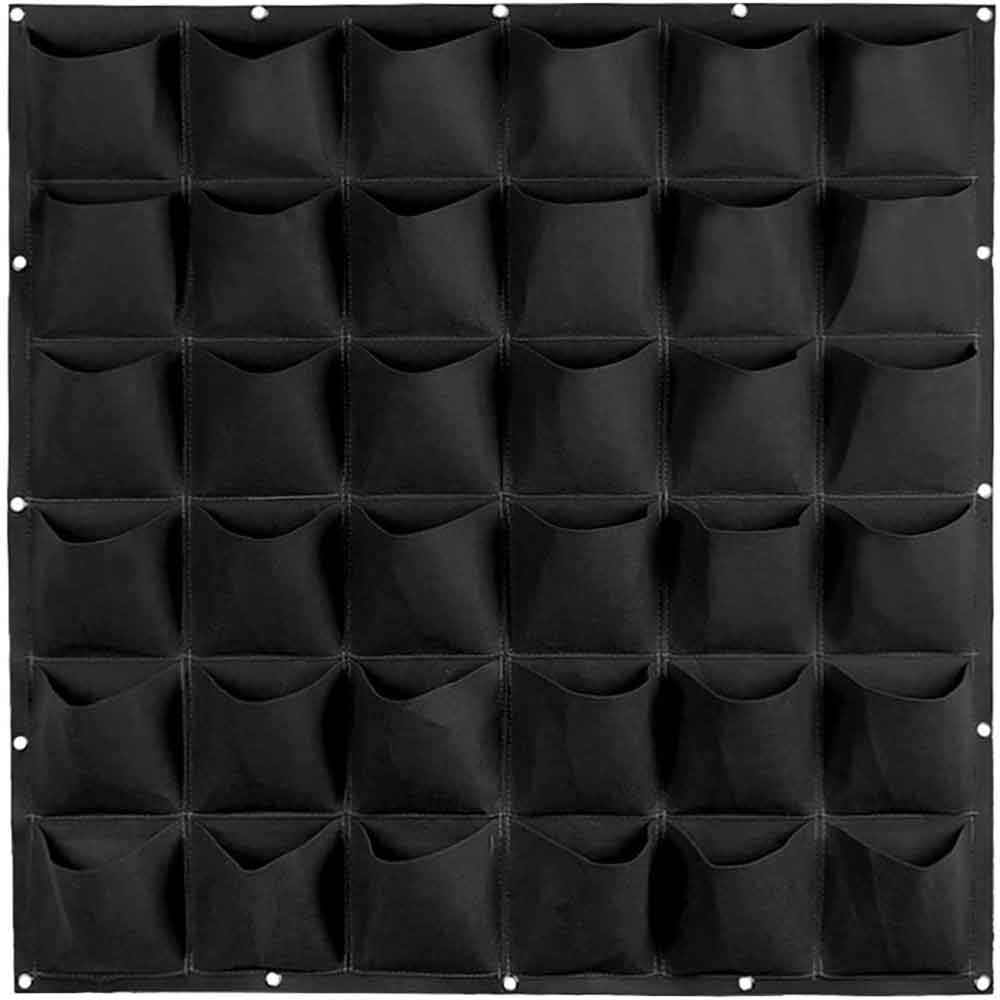 36 Pockets Wall Hanging Planter Grow Bag Vertical Garden- Black