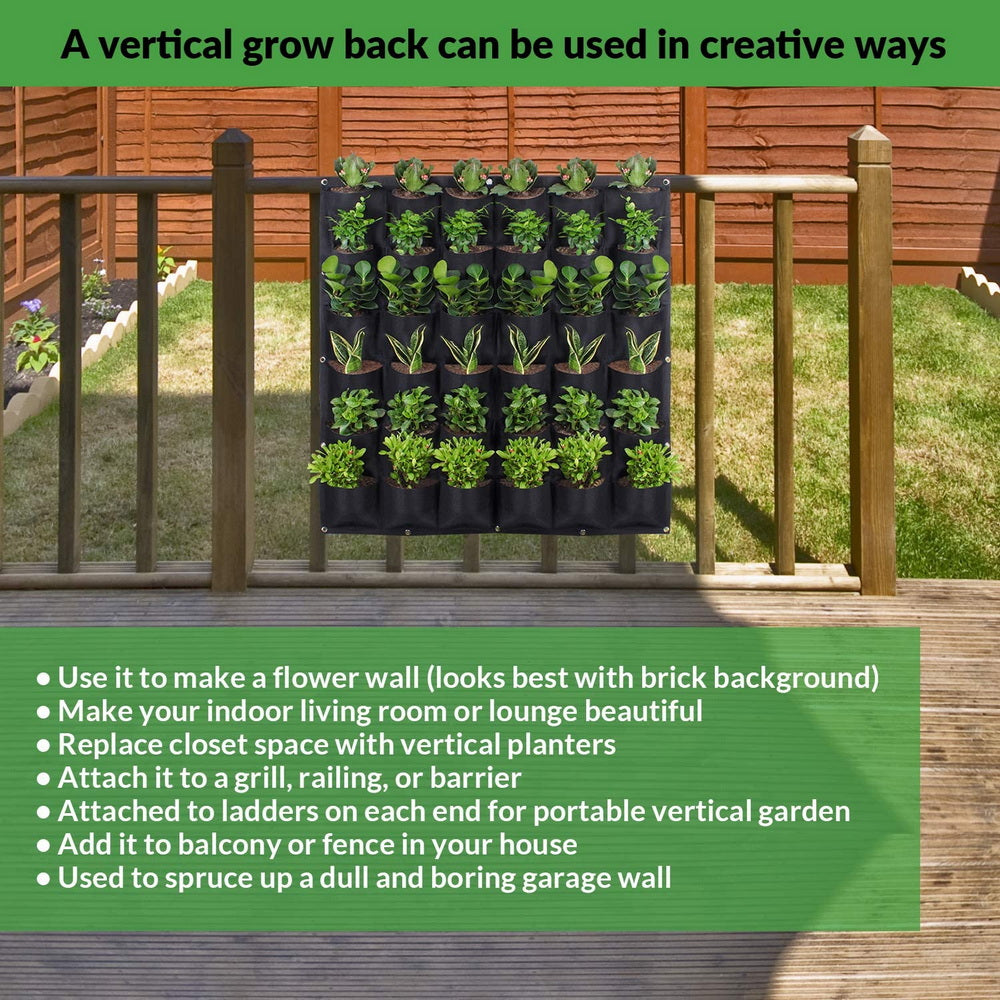 36 Pockets Wall Hanging Planter Grow Bag Vertical Garden- Black