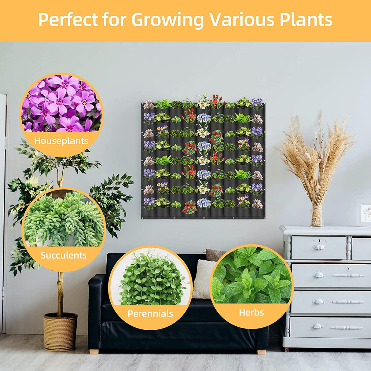 72 Pockets Wall Hanging Planter, Grow Bag and Vertical Garden