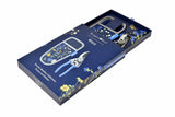 Blossom garden tool set with floral design packaging on a white background
