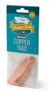 Burgon & Ball copper tags in packaging with teal label