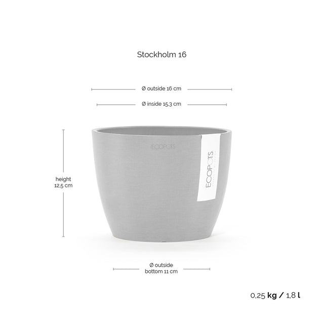 EcoPots Stockholm 16cm Pot - Blue Grey