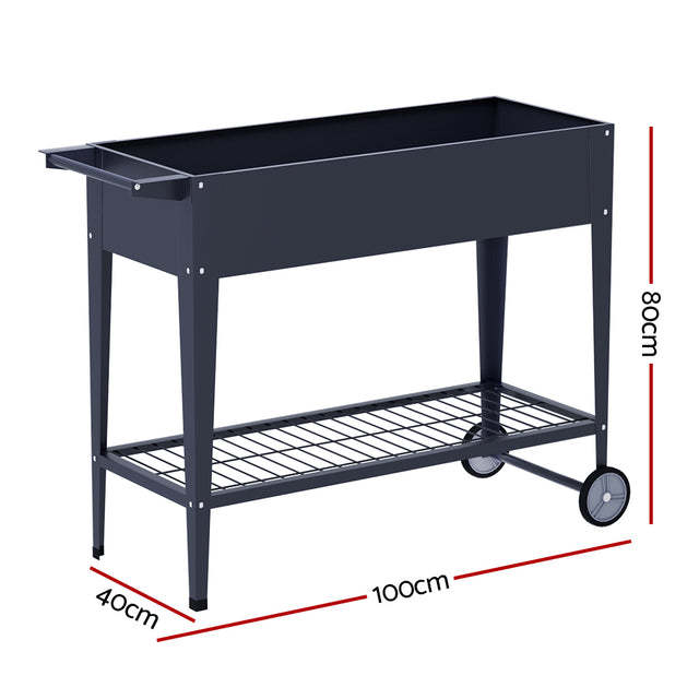 Green Fingers Elevated Garden Bed Planter Box with Wheels -100X40X80cm