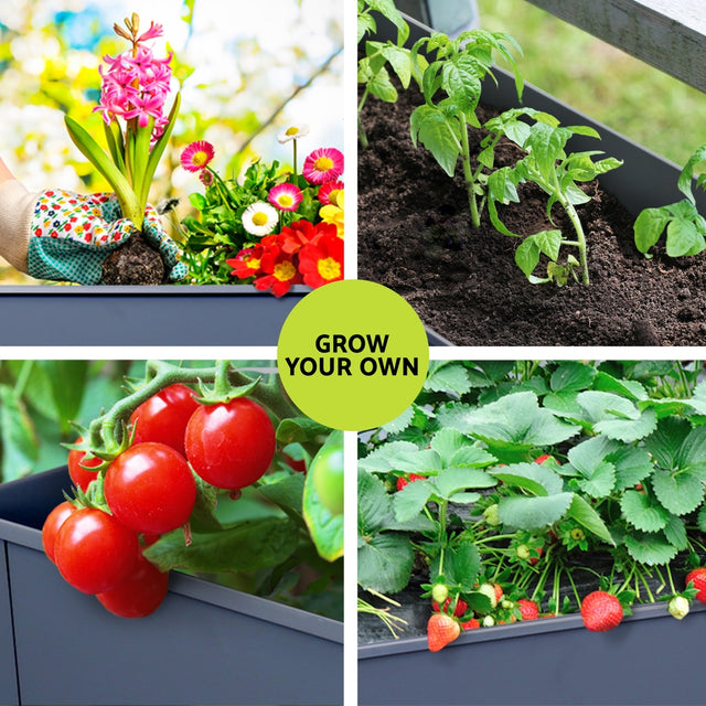 Green Fingers Elevated Garden Bed Planter Box with Wheels -100X40X80cm