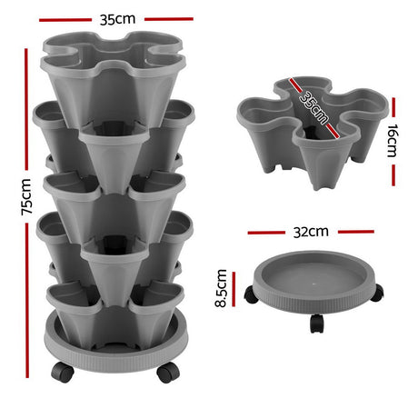 Green Fingers 5-Tier Vertical Planter – Grey
