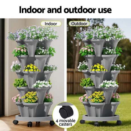 Green Fingers 5-Tier Vertical Planter – Grey