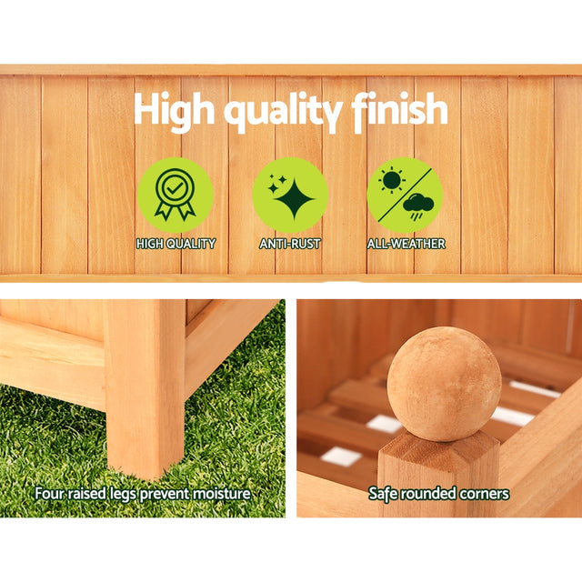 Green Fingers Raised Garden Bed Wooden 64x35x115cm Planter with Trellis