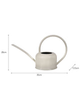 White watering can with dimensions on a white background