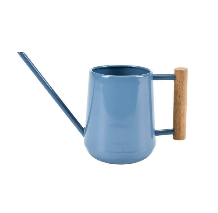Indoor Metal Watering Can in blue with metal handle