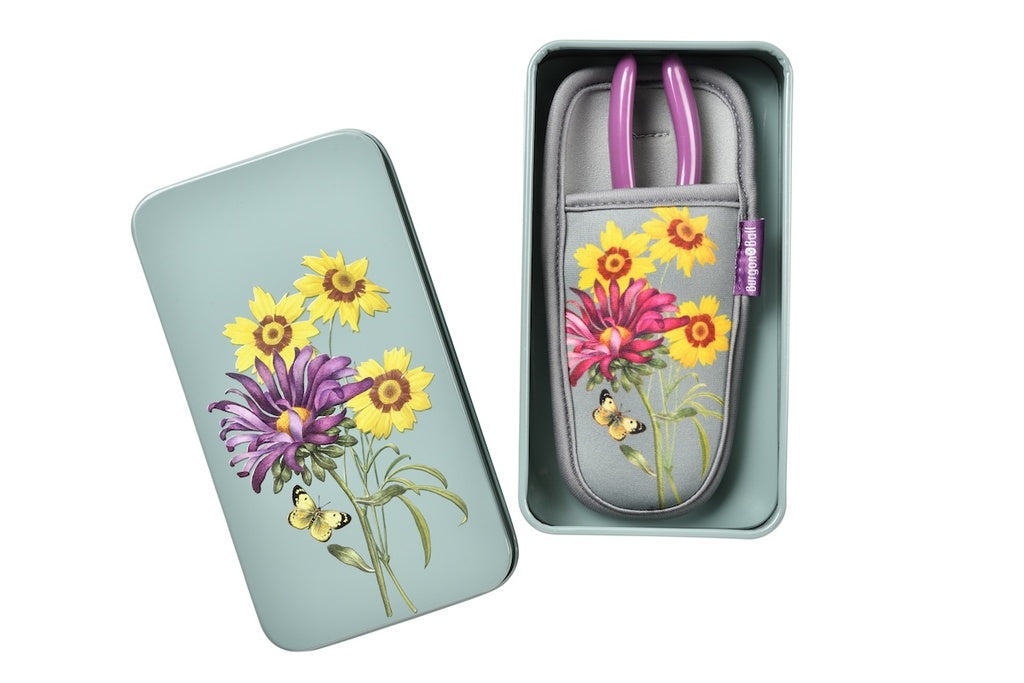 Floral-themed case and cover with a bee design on a white background