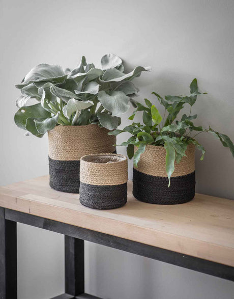 Garden Trading Set of 3 Jute Pots - Handcrafted Indoor Planters with Waterproof Liners
