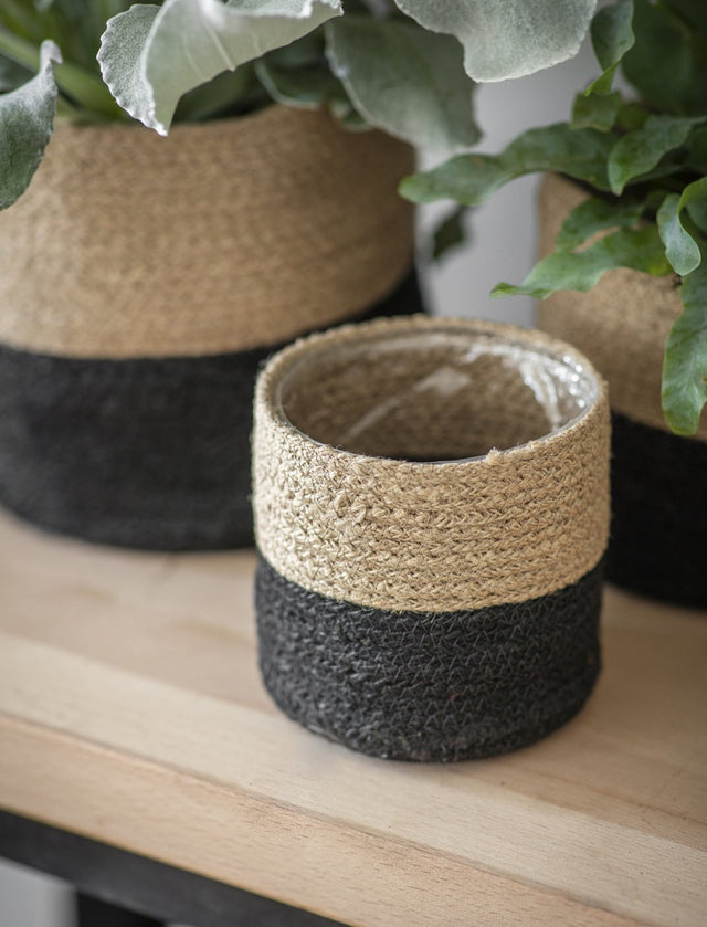 Garden Trading Set of 3 Jute Pots - Handcrafted Indoor Planters with Waterproof Liners