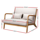 Artiss Armchair 2 Seater Lounge Chair Beige Wood