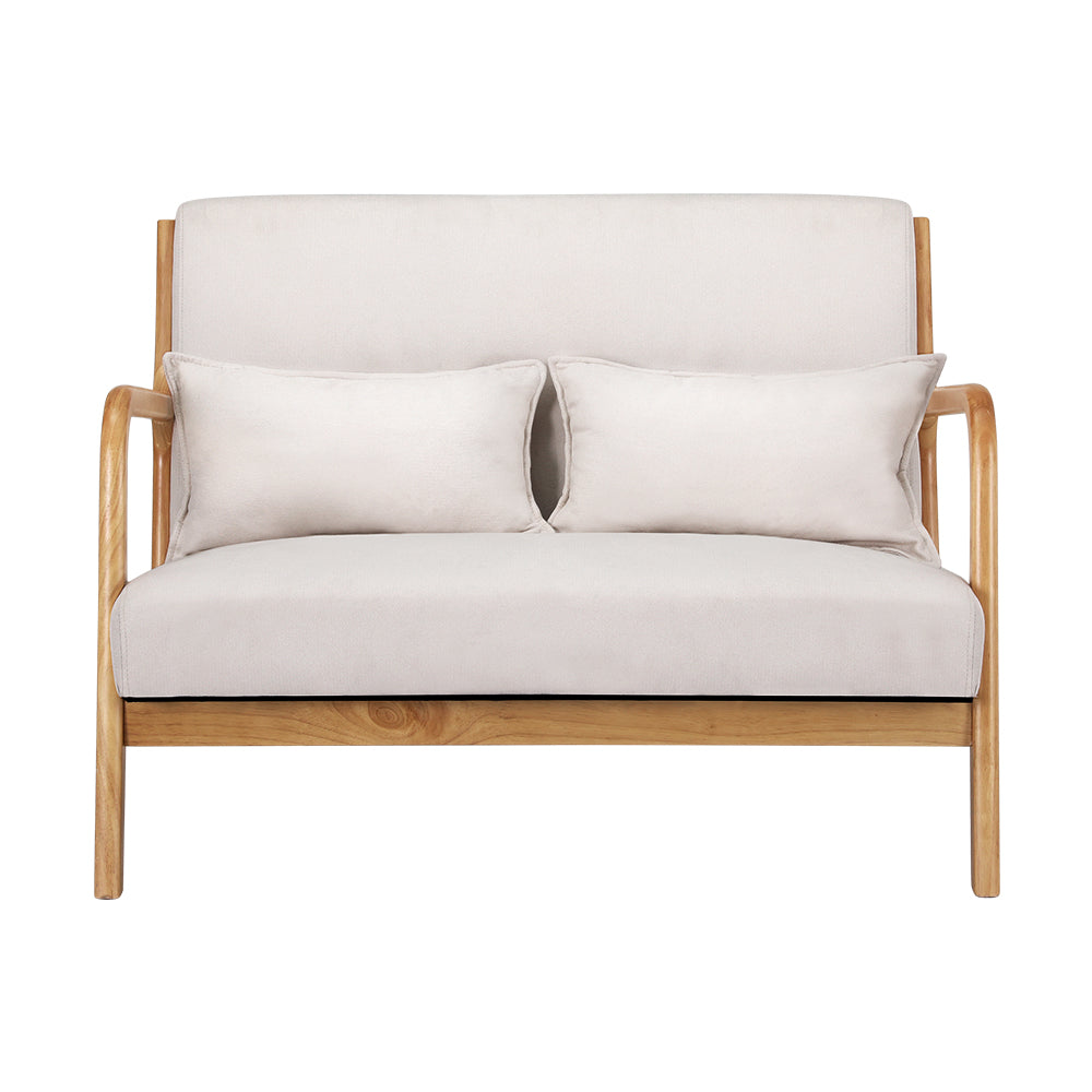 Artiss Armchair 2 Seater Lounge Chair Beige Wood