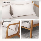 Artiss Armchair 2 Seater Lounge Chair Beige Wood
