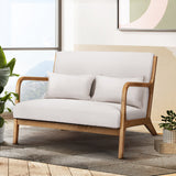 Artiss Armchair 2 Seater Lounge Chair Beige Wood