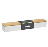 Rectangular windowsill planter with bamboo top and drop tray