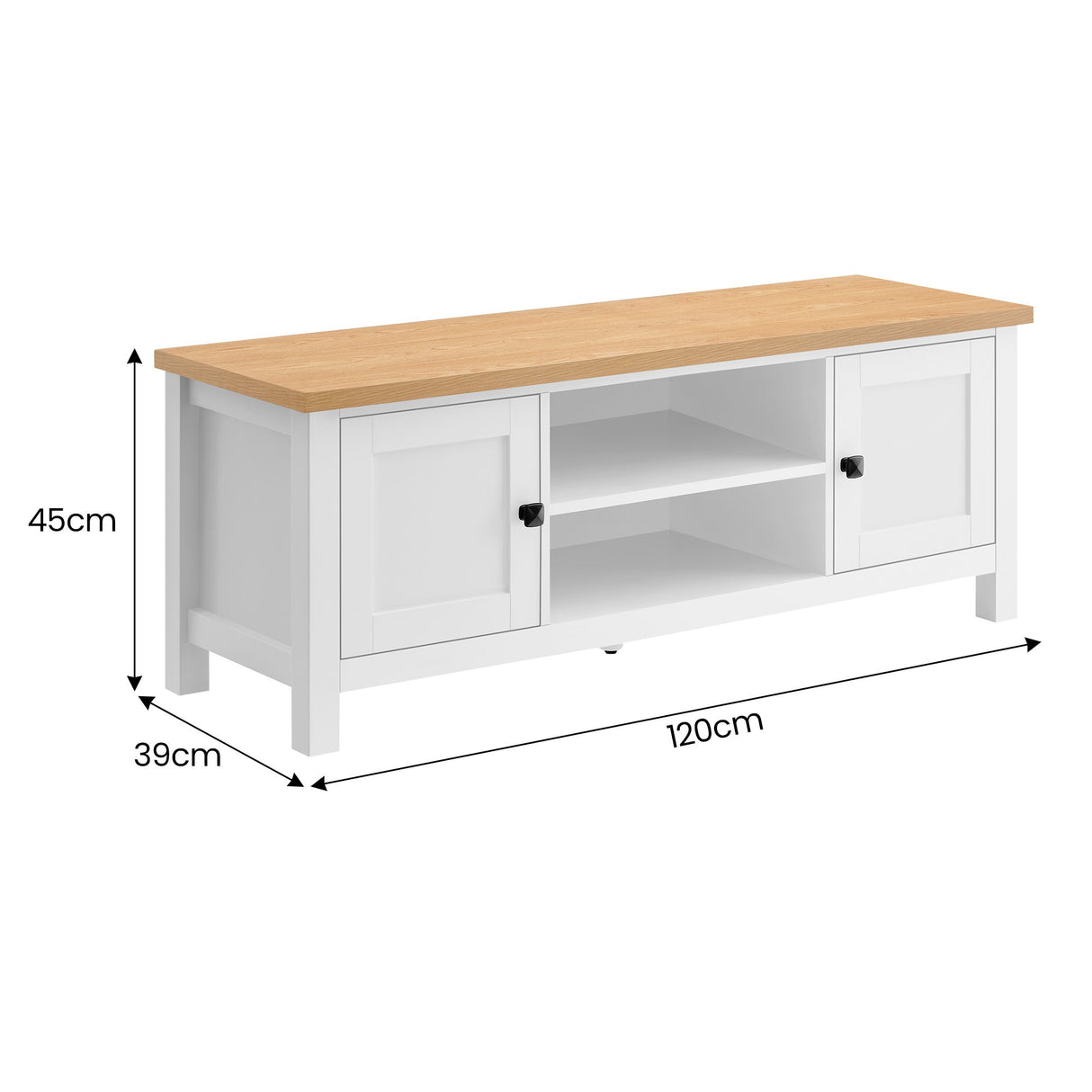 Sarantino Gio TV Stand - White/Natural - 120cm