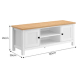 Sarantino Gio TV Stand - White/Natural - 120cm