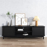 160cm Ribbed Black Entertainment Unit/TV Unit by Dreamo