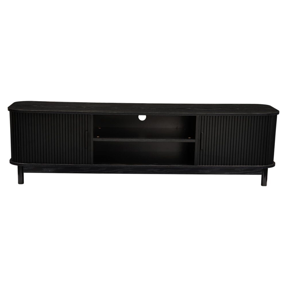 160cm Ribbed Black Entertainment Unit/TV Unit by Dreamo