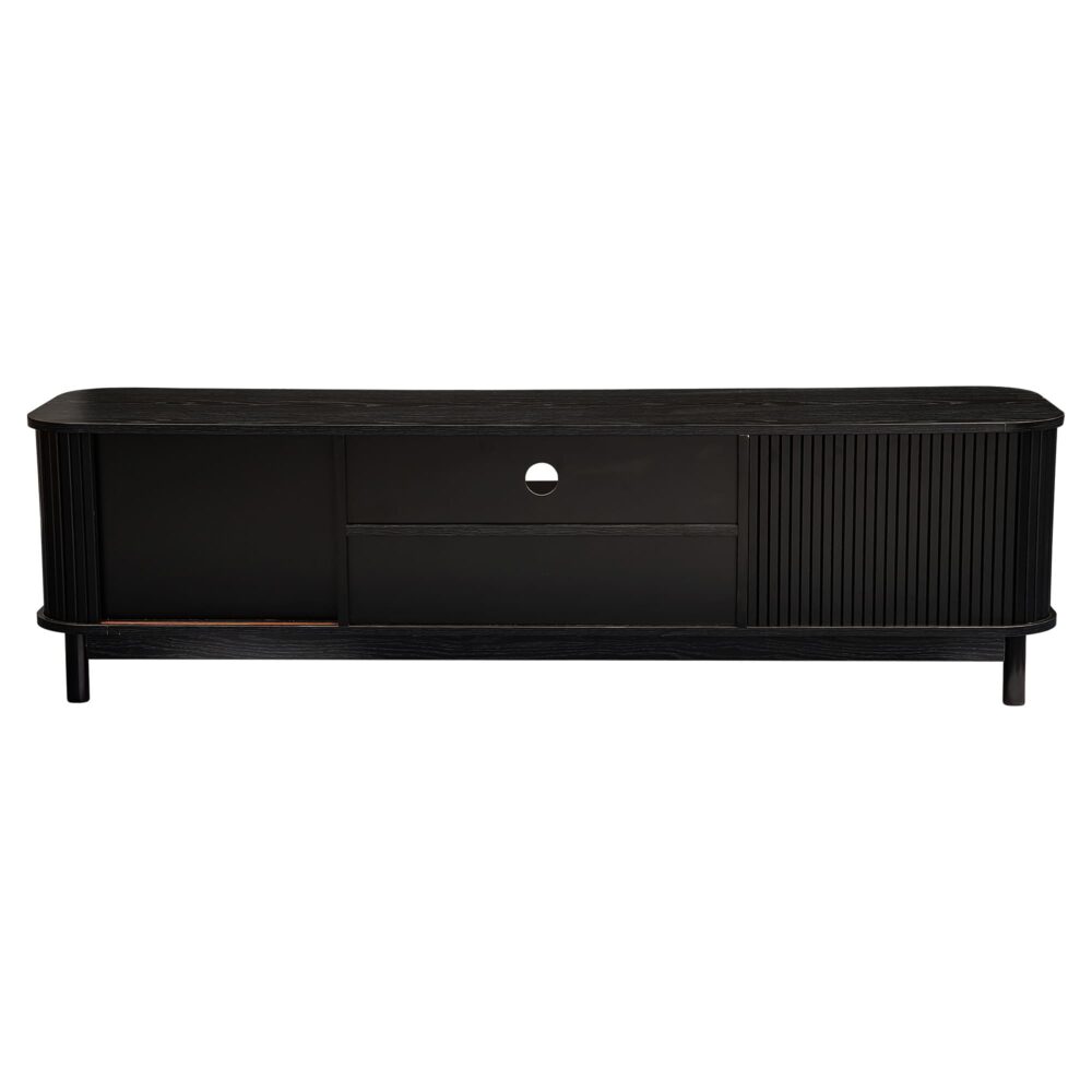 160cm Ribbed Black Entertainment Unit/TV Unit by Dreamo