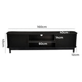 160cm Ribbed Black Entertainment Unit/TV Unit by Dreamo