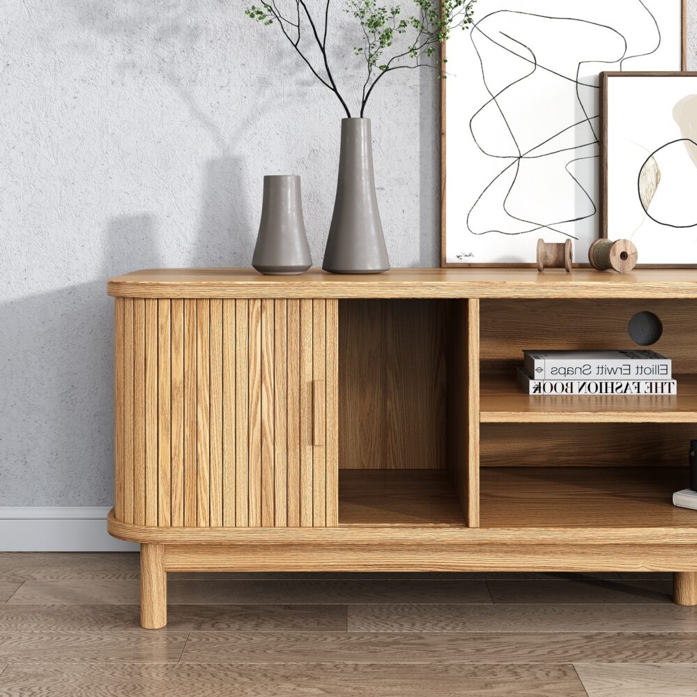 160cm Ribbed Natural Entertainment Unit/TV Unit by Dreamo