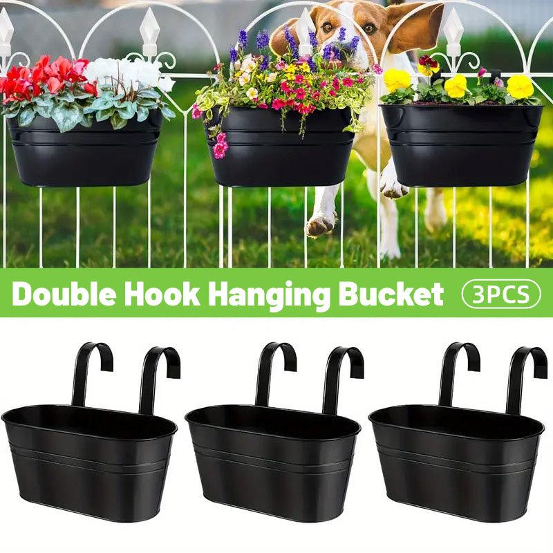 3pcs Double Hooks Metal Hanging Planter Baskets