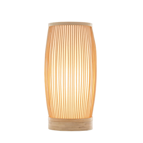 Natural Woven Bamboo Cylinder Table Lamp - Light Shade Boho Tropical Coastal